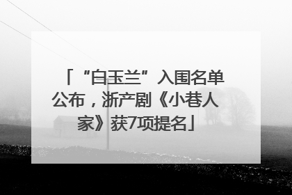 “白玉兰”入围名单公布，浙产剧《小巷人家》获7项提名