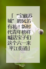 “宝藏苏城”碧凤坊有礼！新时代青年榜样喊话宝子们这个六一来平江街道