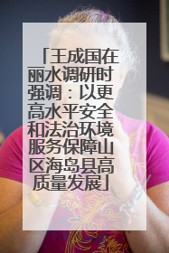 王成国在丽水调研时强调：以更高水平安全和法治环境服务保障山区海岛县高质量发展