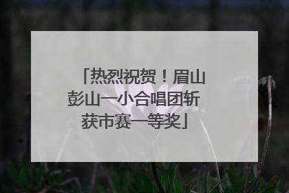 热烈祝贺！眉山彭山一小合唱团斩获市赛一等奖