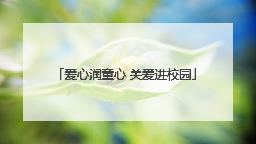 爱心润童心 关爱进校园