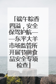 端午粽香四溢，安全保驾护航——东平大羊市场监管所开展节前食品安全专项检查