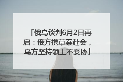 俄乌谈判6月2日再启：俄方携草案赴会，乌方坚持领土不妥协