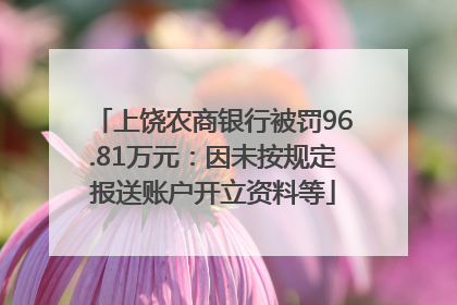 上饶农商银行被罚96.81万元：因未按规定报送账户开立资料等