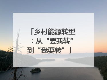 乡村能源转型：从“要我转”到“我要转”