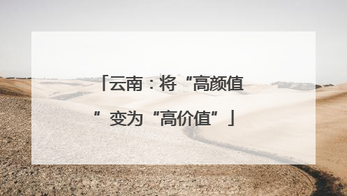 云南：将“高颜值”变为“高价值”