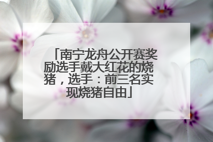 南宁龙舟公开赛奖励选手戴大红花的烧猪，选手：前三名实现烧猪自由