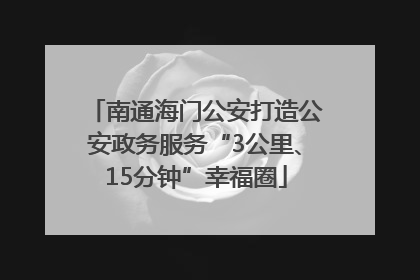 南通海门公安打造公安政务服务“3公里、15分钟”幸福圈