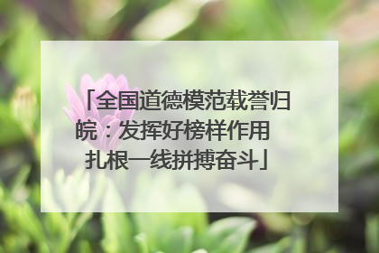 全国道德模范载誉归皖：发挥好榜样作用 扎根一线拼搏奋斗