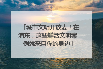 城市文明开放麦！在浦东，这些鲜活文明案例就来自你的身边