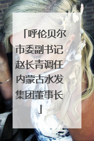 呼伦贝尔市委副书记赵长青调任内蒙古水发集团董事长