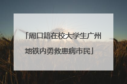 周口籍在校大学生广州地铁内勇救患病市民