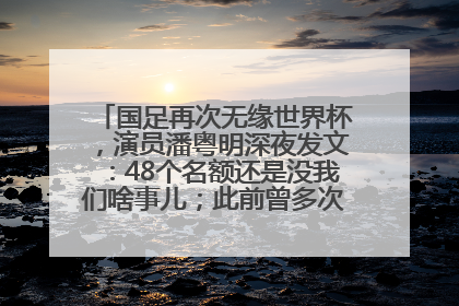 国足再次无缘世界杯，演员潘粤明深夜发文：48个名额还是没我们啥事儿；此前曾多次为国足发声