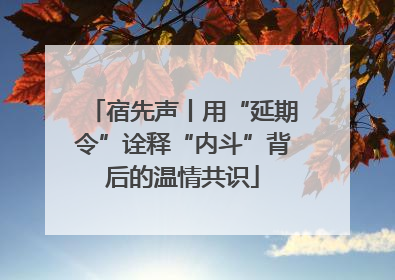 宿先声丨用“延期令”诠释“内斗”背后的温情共识