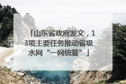 山东省政府发文，13项主要任务推动省级水网“一网统管”
