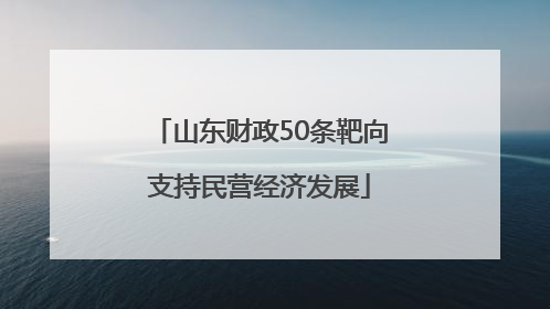 山东财政50条靶向支持民营经济发展