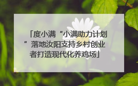 度小满“小满助力计划”落地汝阳支持乡村创业者打造现代化养鸡场