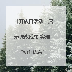 开放日活动：展示课改成果 实现“幼有优育”