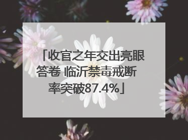 收官之年交出亮眼答卷 临沂禁毒戒断率突破87.4%