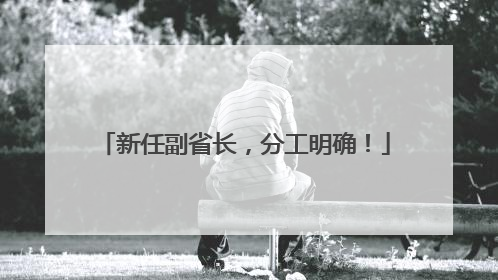 新任副省长，分工明确！
