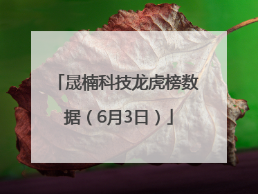 晟楠科技龙虎榜数据（6月3日）