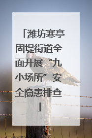 潍坊寒亭固堤街道全面开展“九小场所”安全隐患排查