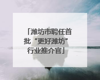 潍坊市聘任首批“更好潍坊”行业推介官