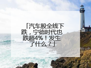 汽车股全线下跌，宁德时代也跌超4%！发生了什么？