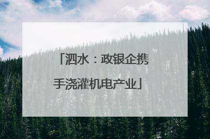 泗水：政银企携手浇灌机电产业