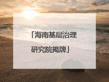海南基层治理研究院揭牌