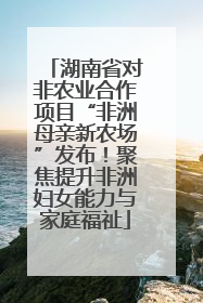 湖南省对非农业合作项目“非洲母亲新农场”发布！聚焦提升非洲妇女能力与家庭福祉