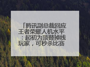 腾讯副总裁回应王者荣耀人机水平：起初为顶替掉线玩家，可秒杀比赛级玩家
