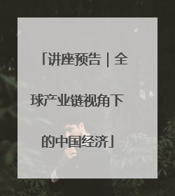 讲座预告｜全球产业链视角下的中国经济