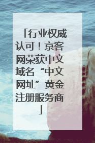 行业权威认可！京客网荣获中文域名“中文网址”黄金注册服务商