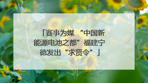 赛事为媒 “中国新能源电池之都”福建宁德发出“求贤令”