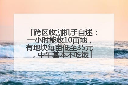 跨区收割机手自述：一小时能收10亩地，有地块每亩低至35元，中午基本不吃饭