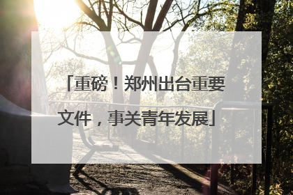 重磅！郑州出台重要文件，事关青年发展