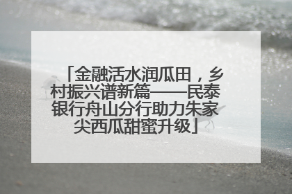 金融活水润瓜田，乡村振兴谱新篇——民泰银行舟山分行助力朱家尖西瓜甜蜜升级