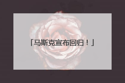 马斯克宣布回归！