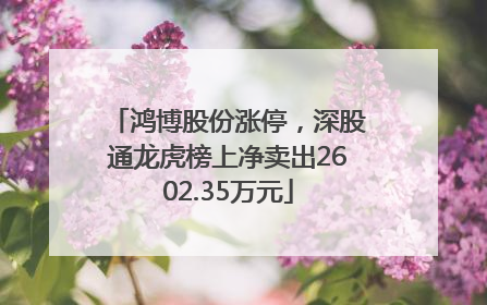 鸿博股份涨停，深股通龙虎榜上净卖出2602.35万元