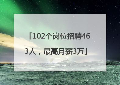 102个岗位招聘463人，最高月薪3万