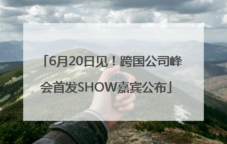 6月20日见！跨国公司峰会首发SHOW嘉宾公布